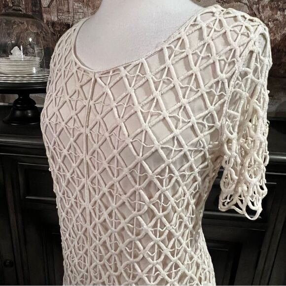 Dress Barn Cream Double Layered Short Sleeve Top size Large - Picture 5 of 7